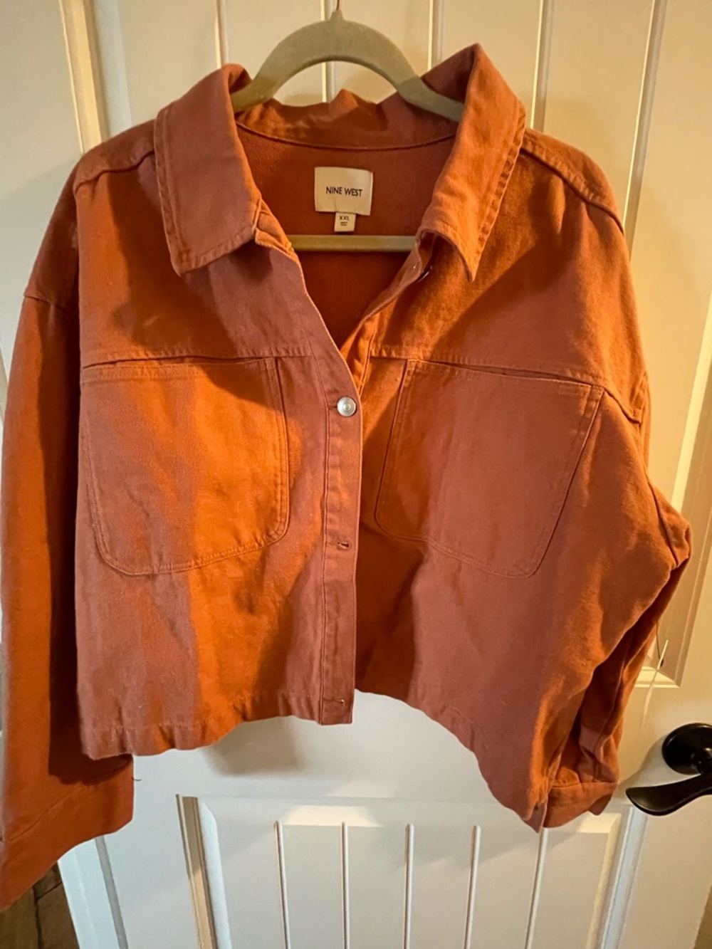 Nine West Women's Rust-Orange Cropped Jean Jacket